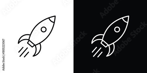 Rocket launch icon. Outline symbol for Website UI