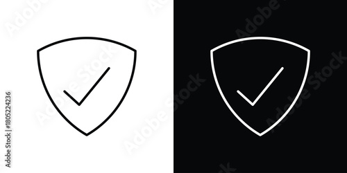 Shield check icon. Outline symbol for Website UI