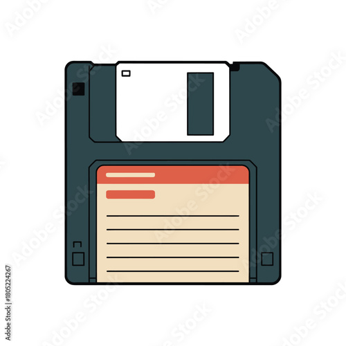 Retro floppy disk storage media, a symbol of old technology and data saving.