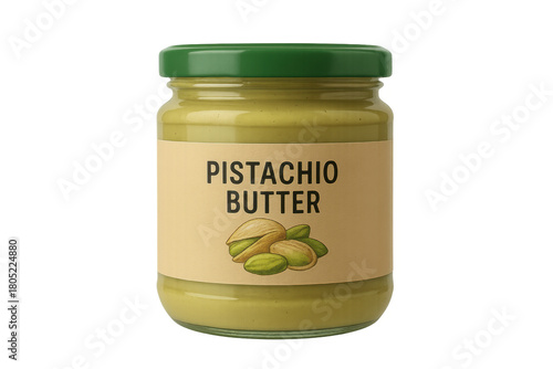 Pistachio butter jar food spread transparent background