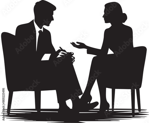 Therapist psychologist session silhouette vector