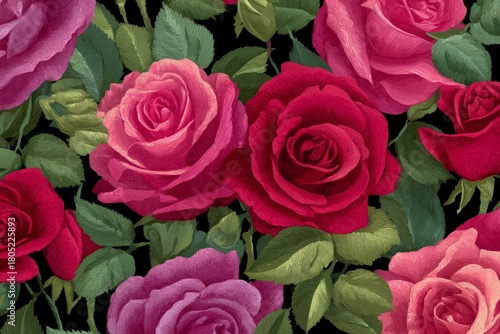 Beautiful Roses in Vibrant Colors on a Dark Background Showcase Natures Elegance