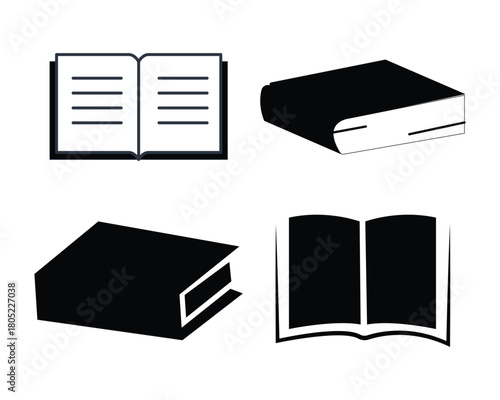 Vector educational black book icon set