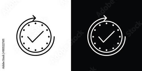 Time check icon. Outline symbol for Website UI
