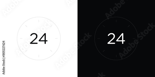 Time twenty four icon. Outline symbol for Website UI