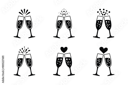 Toasting champagne glasses illustration
