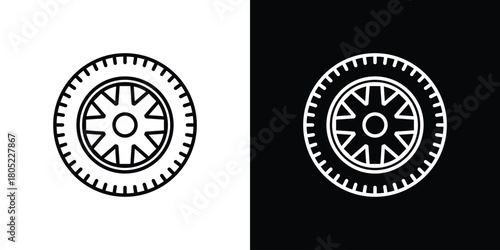 Tire icon. Outline symbol for Website UI