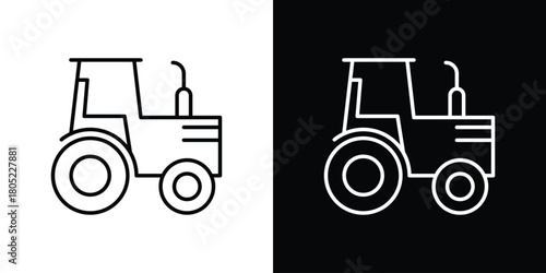 Tractor icon. Outline symbol for Website UI