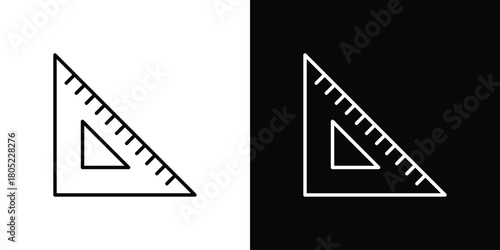 Triangle ruler icon. Outline symbol for Website UI