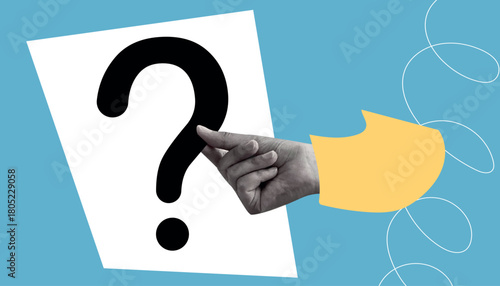 question mark. question. ask. collage with a question mark. ask something. unclear question. doodle style. clarification. answers to questions. vector. people. human hand.
