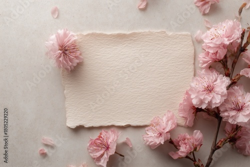 Beautiful Pink Cherry Blossoms Arranged on a Soft Background for a Spring Dec...