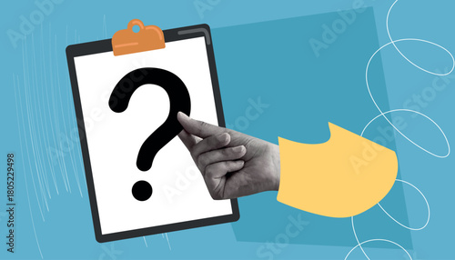 question mark. question. ask. collage with a question mark. ask something. unclear question. doodle style. clarification. answers to questions. vector. people. human hand.