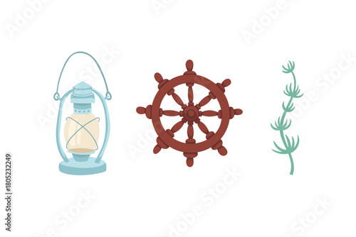 Canvas-taulu Vector set of hand-drawn illustrations with sailor details
