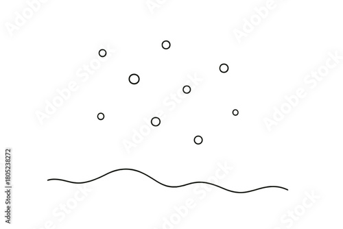 Minimal Snowfall Illustration. Slow Snow. Minimalistic one-line drawing soft snow drifting downward in still