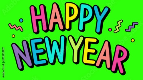 Happy New Year greeting video with green background