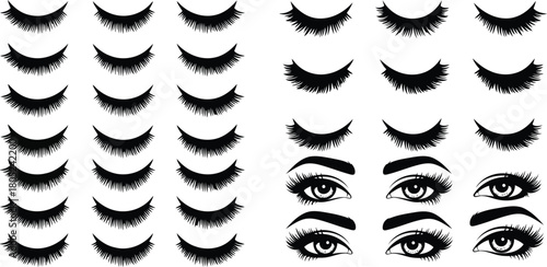 Enhance Your Gaze Set of False Eyelashes and Eye Illustrations