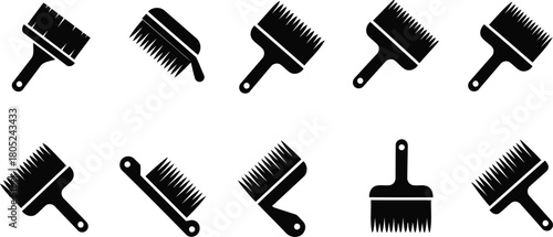 Collection of Various Paintbrush Icons for Creative Projects and Artistic Applications