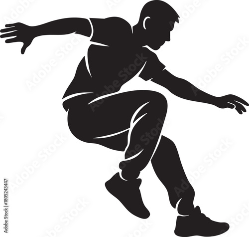 Parkour jump action silhouette vector