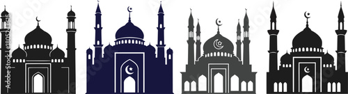 Islamic Mosque Silhouettes Architectural Icons for Religious & Cultural Representation