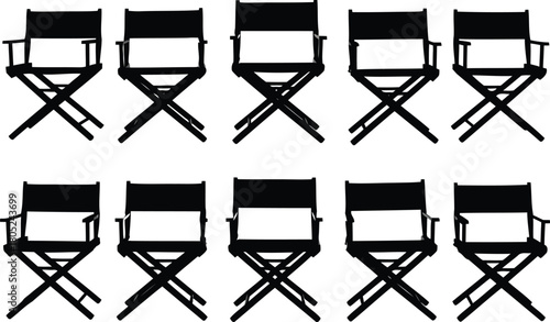 Director Chairs Row Silhouette Set