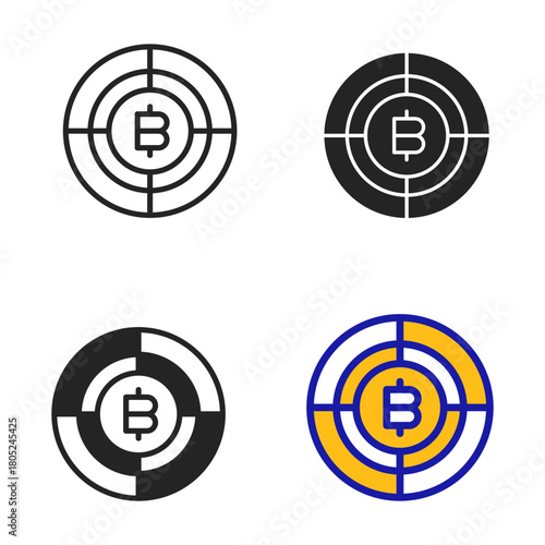 Icon Cryptocurrency target. Icon collection with various style icon.