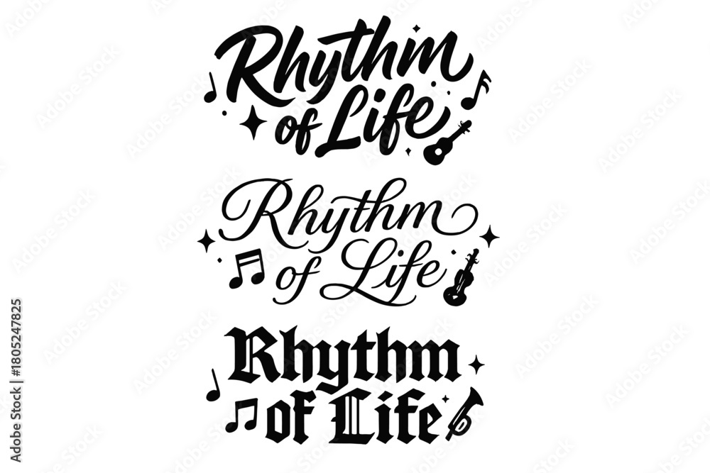 Fototapeta premium Rhythm of Life Calligraphy. Rhythm of Life. Create a calligraphy lettering illustration of the phrase: Rhythm