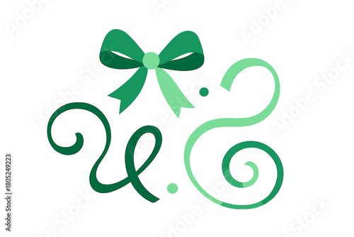 Ribbon & Bow Design. Ribbon & Bow Flat Lay. Flat minimalist vector illustration of Ribbon & Bow Flat Lay.