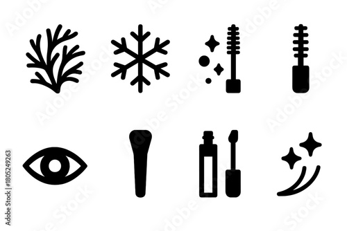 Frost-Inspired Icon Set. Frost-inspired details. Filled icon set of Frost-inspired details: frost pattern,