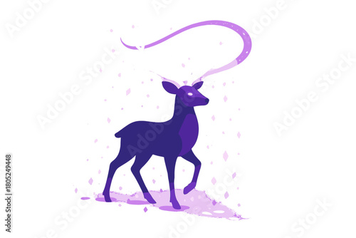 Frost Deer Spirit. Frost deer spirit. A deer with softly glowing antlers steps through drifting crystals,
