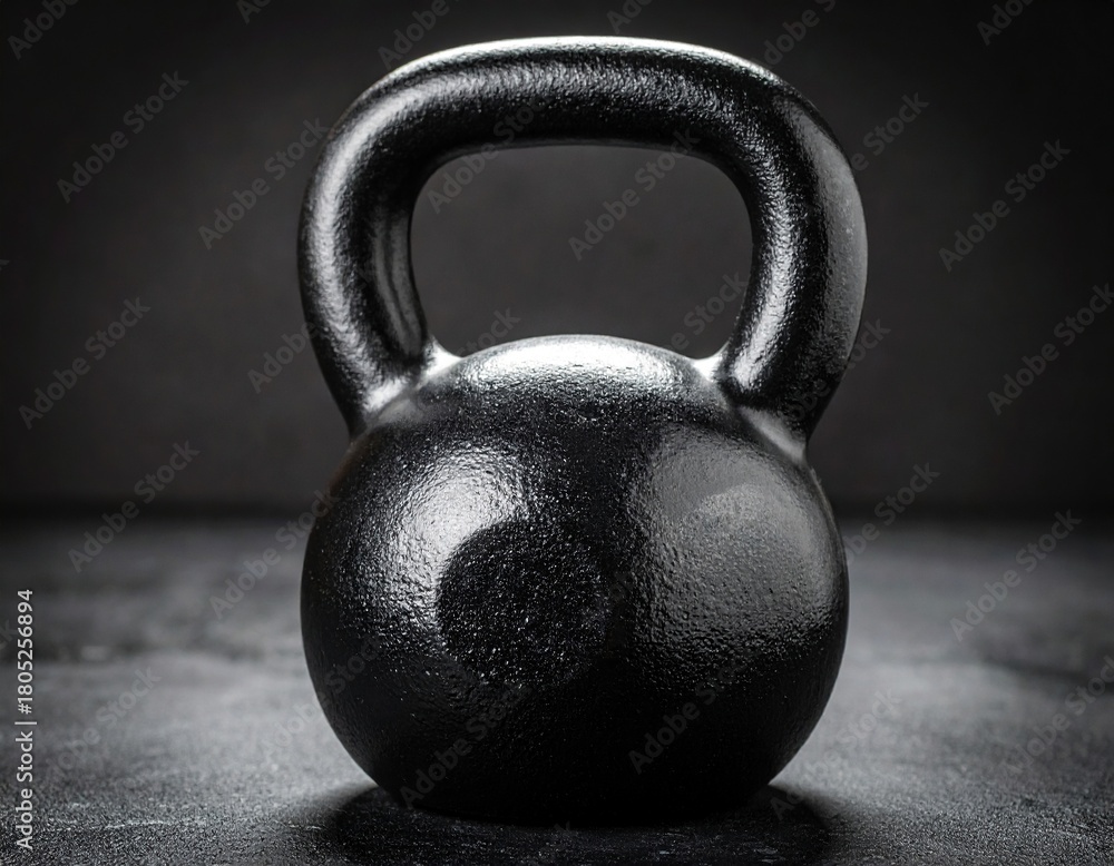 Fototapeta premium Heavy black kettlebell for strength and fitness on dark background
