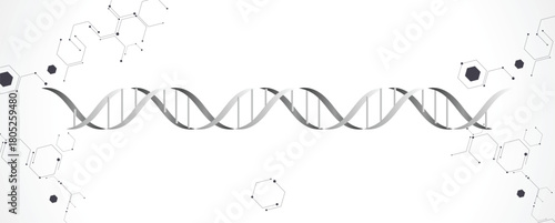 Technology hexagons backgrpund, DNA strands, connected neural web