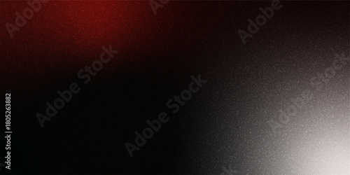 Red and white abstract gradient shape on black grainy background with blur and noise texture effect modern minimal banner design with copy space