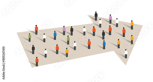 direction arrow concept of leadership crowd group of small people together business cooperation