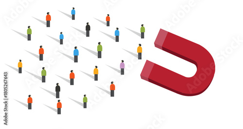 Lead Generation Concept: Magnet Attracting New Customers
