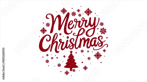 Merry Christmas snowflake typography, art video illustration.