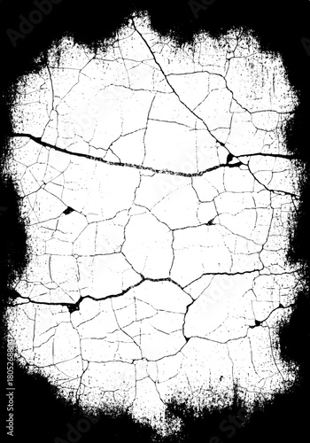 Grungy Cracked Wall Texture Background - Vintage Monochrome Concrete Surface