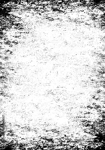 Black and White Grunge Texture Background with Heavy Grain and Distressed Border Frame Effect