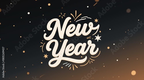 New year holiday background bokeh typography, art video illustration.