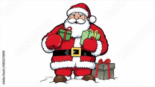 Santa Claus gift boxes, art video illustration.