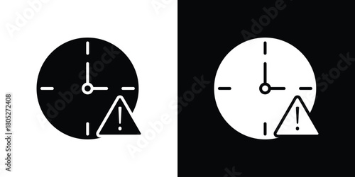 Alarm exclamation icons in black and white shilhouette style for App Ui