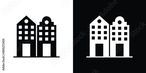 Amsterdam icons in black and white shilhouette style for App Ui