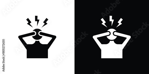Anxiety or stress icons in black and white shilhouette style for App Ui