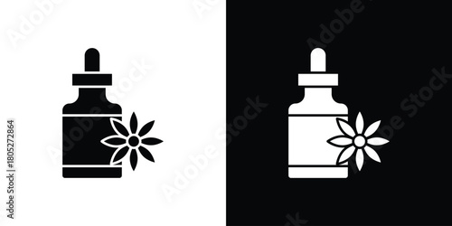 Bach flowers icons in black and white shilhouette style for App Ui