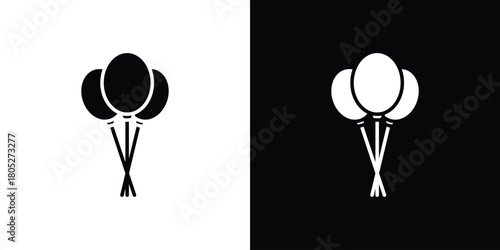 Balloons icons in black and white shilhouette style for App Ui