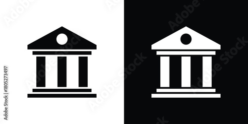 Bank icons in black and white shilhouette style for App Ui