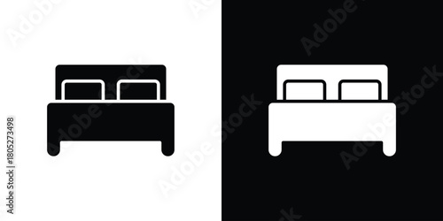 Bed icons in black and white shilhouette style for App Ui