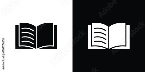 Book icons in black and white shilhouette style for App Ui
