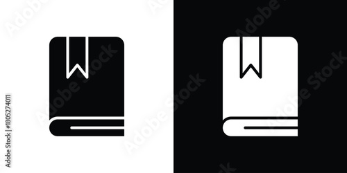 Book bookmark icons in black and white shilhouette style for App Ui