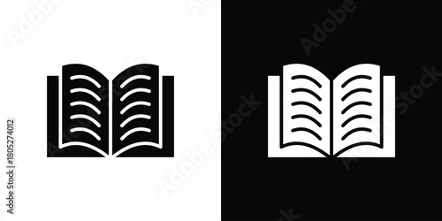 Book open icons in black and white shilhouette style for App Ui