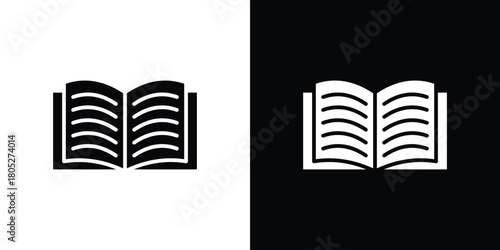 Book icons in black and white shilhouette style for App Ui